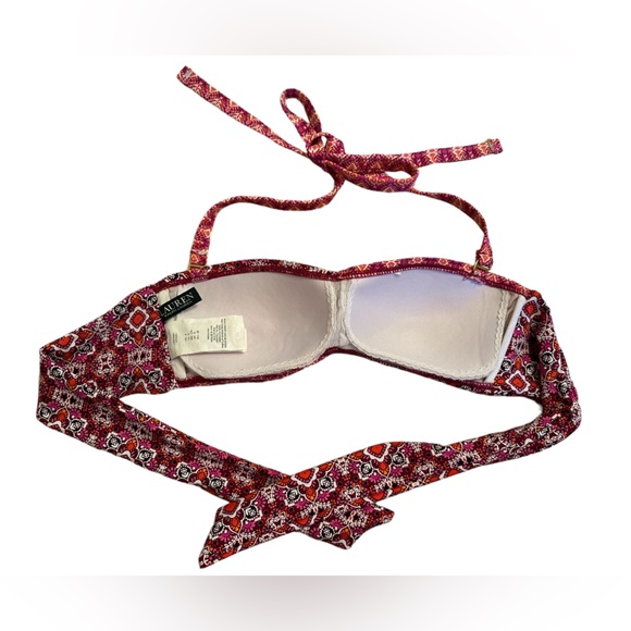 LAUREN RALPH LAUREN NWOT PINK GEOMETRIC BANDEAU BIKINI TOP & BOTTOM SIZE 4/EU 36 - Picture 6 of 14